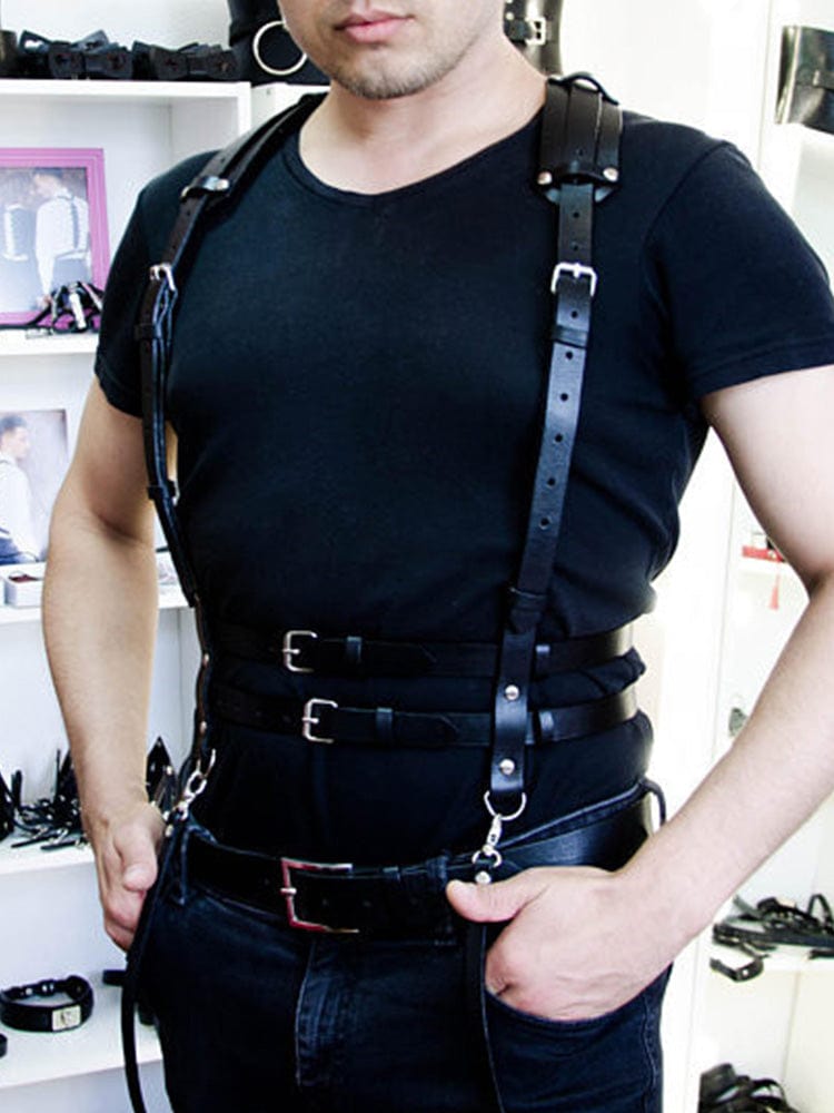 menaful Black / One Size Men's Pin Buckle Belt Harness - Black