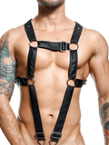 menaful Black / One Size Men's Sexy One-piece Leather Erotic Straps Harness