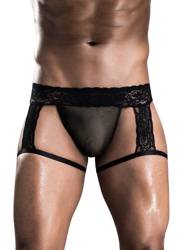 menaful Black / One Size Men's Sexy See-through Erotic Briefs Lace Edge Black Shorts