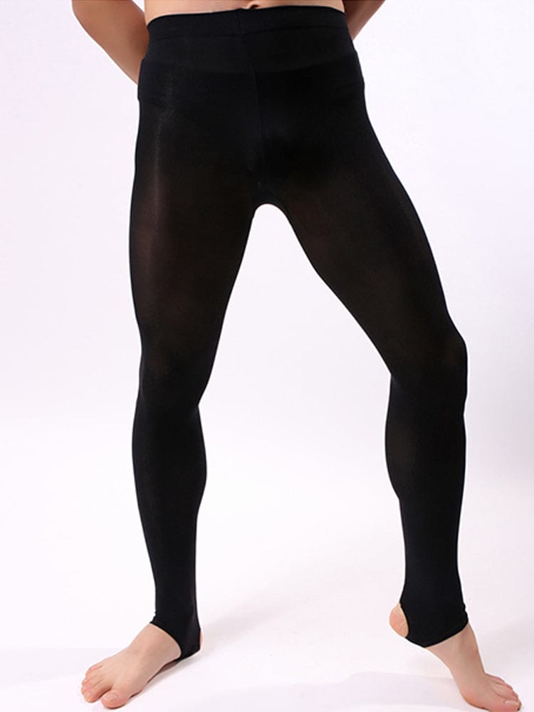 menaful Black / One Size Men's Thick Pantyhose Elastic Socks