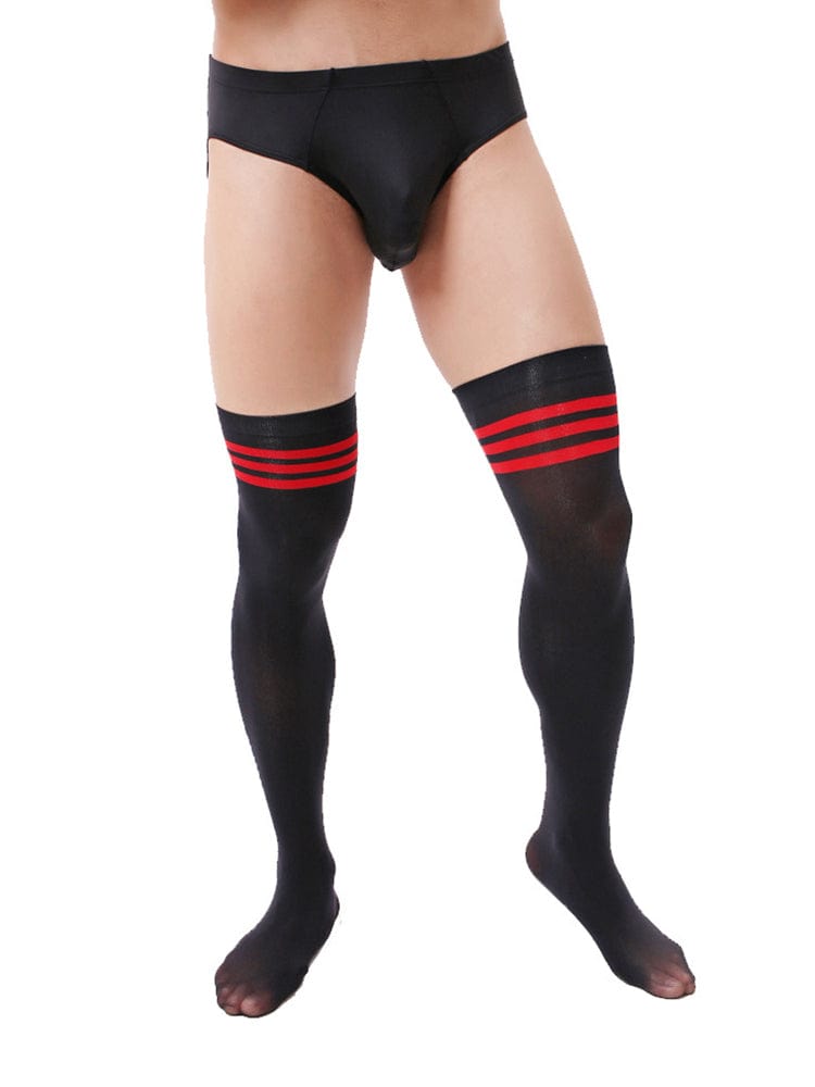 menaful Black / One Size Men's Velvet Thigh Socks