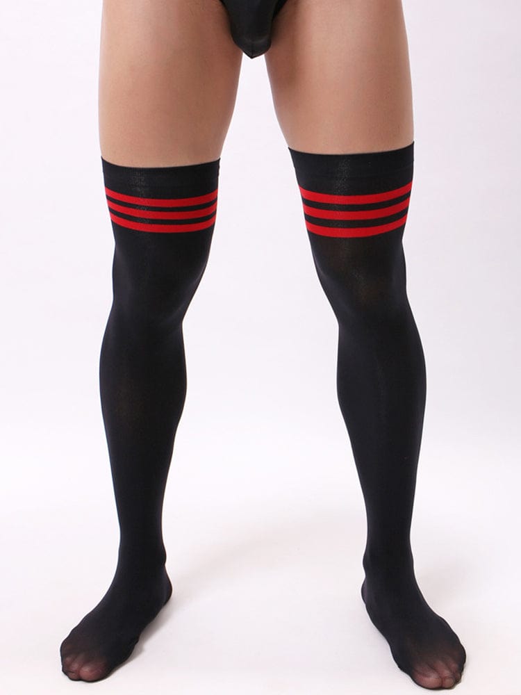 menaful Black / One Size Men's Velvet Thigh Socks