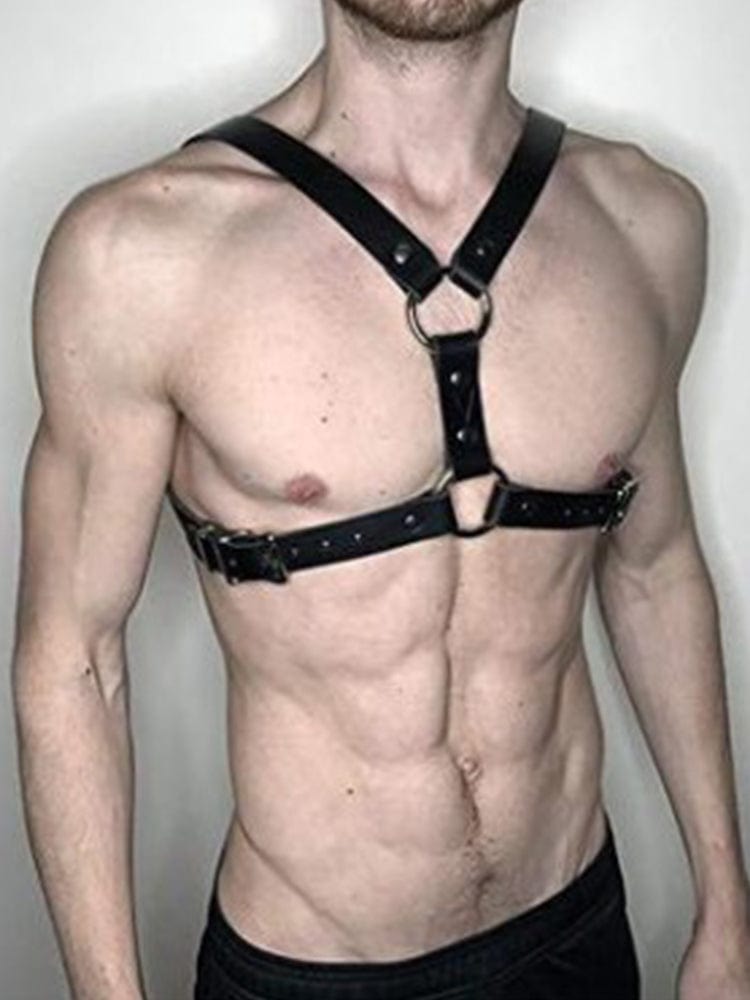 menaful Black / One Size Mens Chest Harness Sexy Bondage - Black