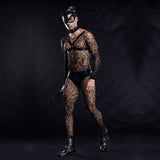 Menaful™ black / one size Meow-lificent Men's Role-play Cat Lingerie Onesie in Mesh