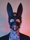 menaful Black / One Size Rabbit Ear Half Facemask - Black