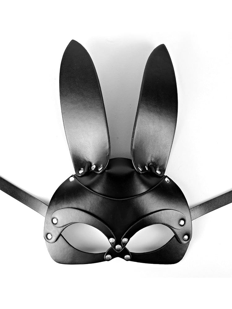 menaful Black / One Size Rabbit Ears Erotic Leather Mask