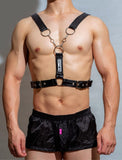 menaful Black / One Size Sexy Metallic Chest Strap Harness