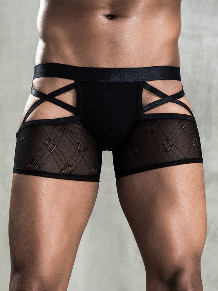 menaful Black / One Size Sexy See-through Men's Erotic Boxer Briefs