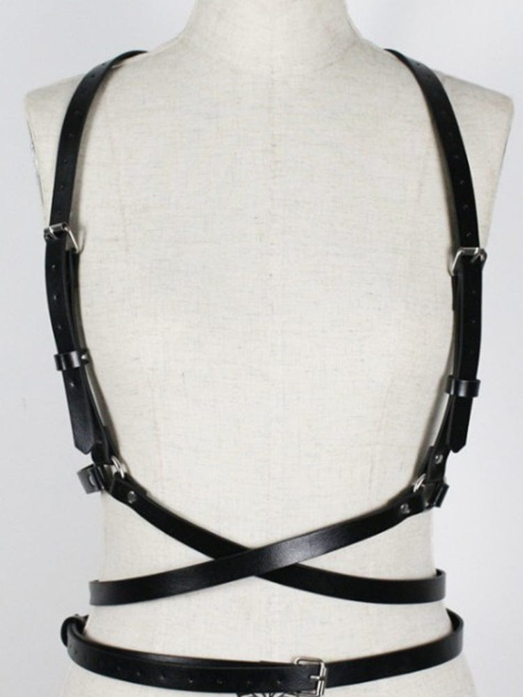 menaful Black / One Size Versatile Punk Binding Belt Harness Strap