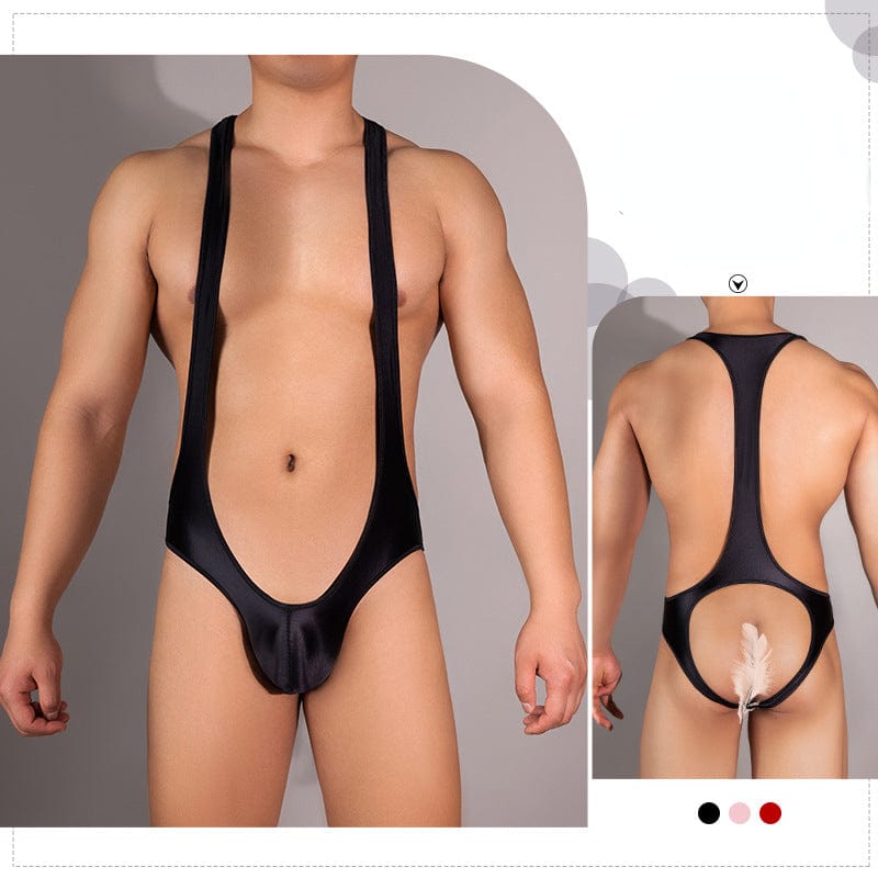 Menaful™ black / onesize Men's Sexy Exposed Butt Suspenders Bodysuit