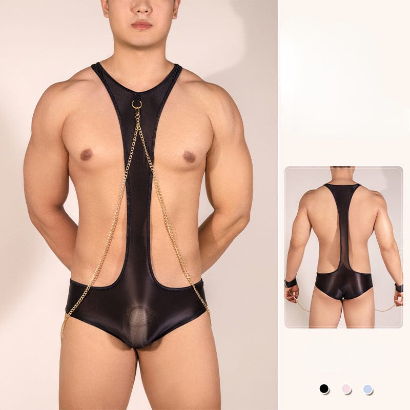 Menaful™ black / onesize Men's Sexy Suspenders U-Convex Bodysuit with Bracelet