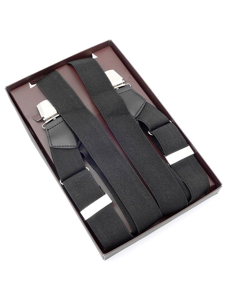 menaful Black / Polyester British style men's cheek suspenders with side clips