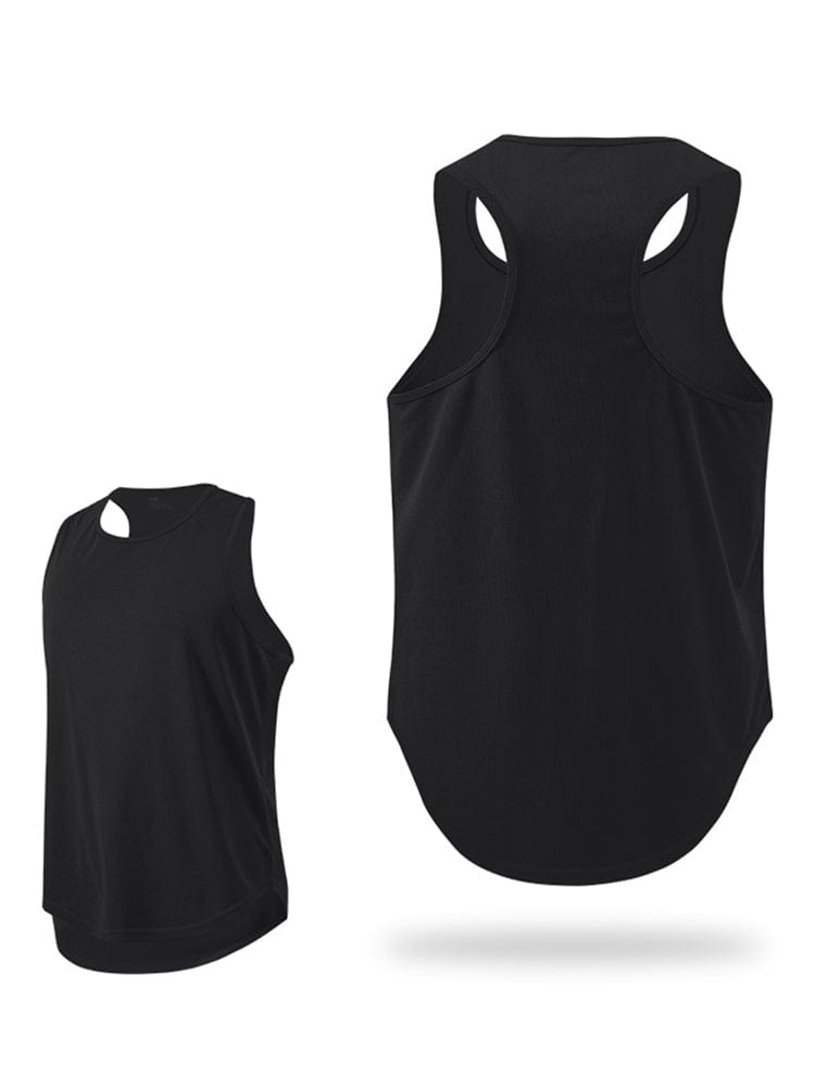 menaful Black Racerback Vest / M Men's Summer Quick Dry Sports Vest