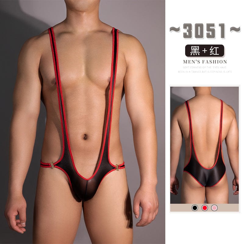 Menaful™ black＋red / onesize Men's U-shaped Transparent Suspenders Jumpsuit