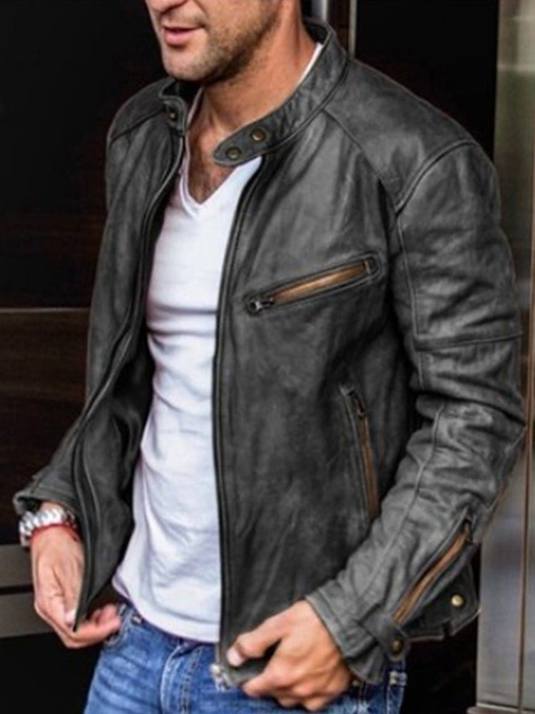 menaful Black / S Autumn And Winter Men's PU Leather Jacket