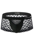 menaful Black / S Breathable Lace Mid Waist Boxer Briefs