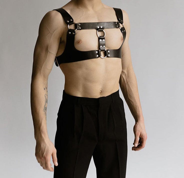 menaful Black / S / Genuine Leather Men's Hormone Top Layer Cowhide Harness Strap