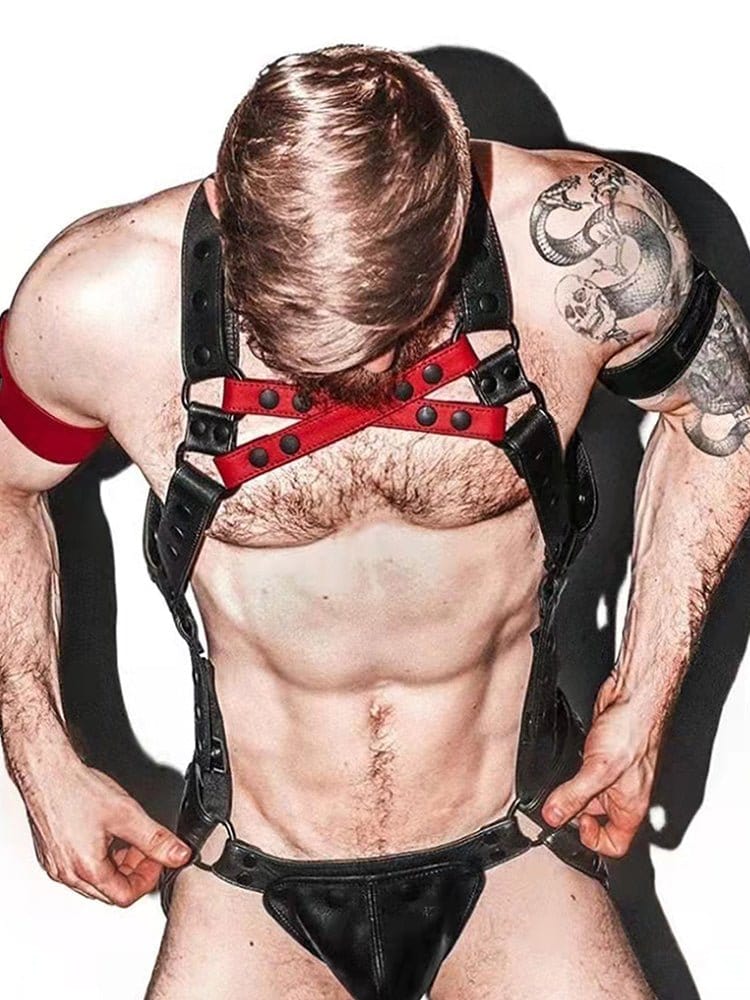 menaful Black / S Letter Circle Genuine Leather Bulldog Harness