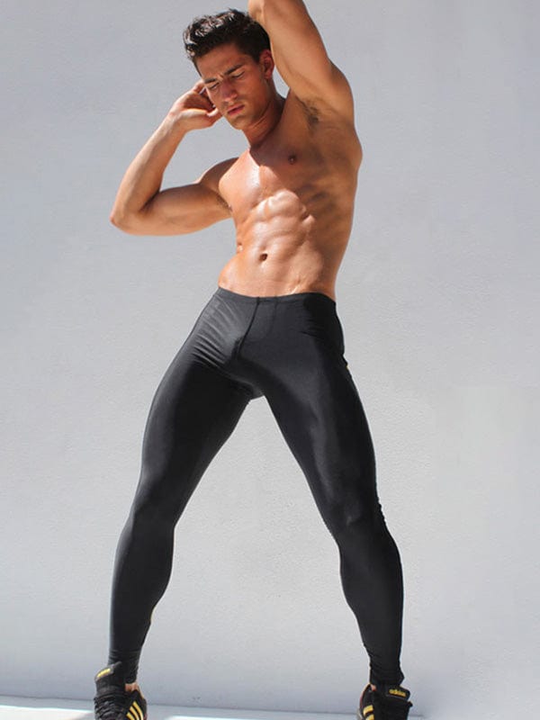 menaful Black / S Low Waist Men's Elastic Leggings