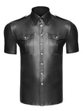 menaful Black / S Men's Faux Leather Shirt