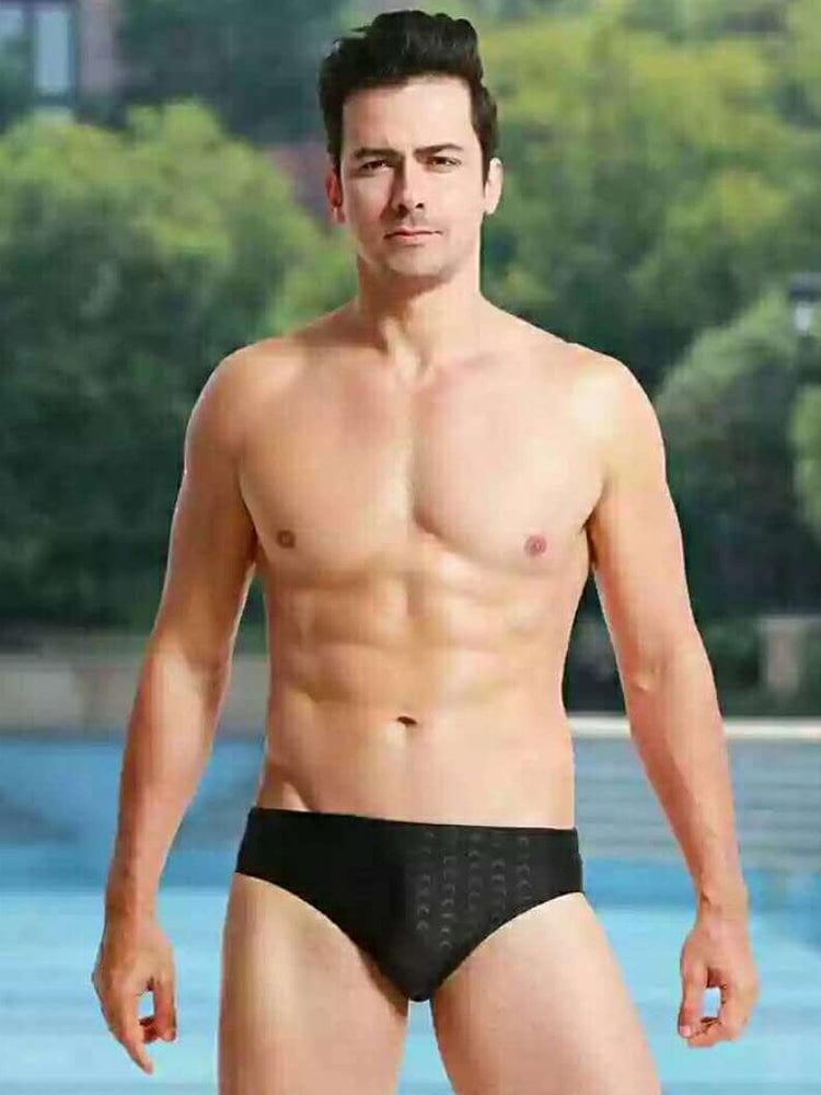 menaful Black / S Men's Low Waist Triangle Bikini Swim Briefs