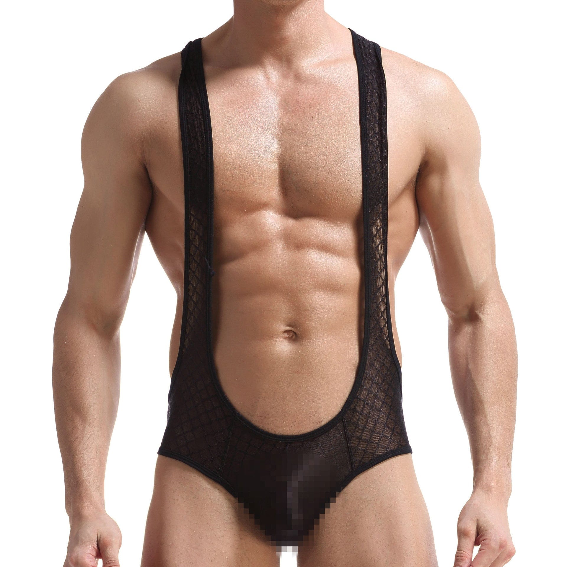 Menaful™ black / S Men's Sexy Jacquard Mesh Transparent Bodysuit