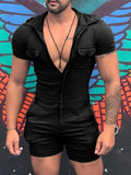 menaful Black / S Men's Short Sleeve Jumpsuit