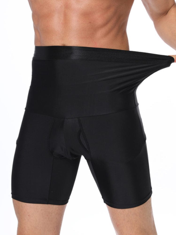 menaful Black / S Men's Silicone Anti-Slip High Waist Shaping Boxer Briefs