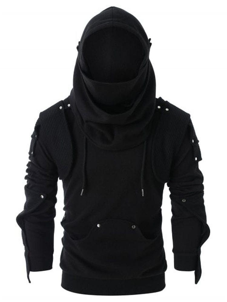 menaful Black / S Men's Vintage Long Sleeve Hoodie