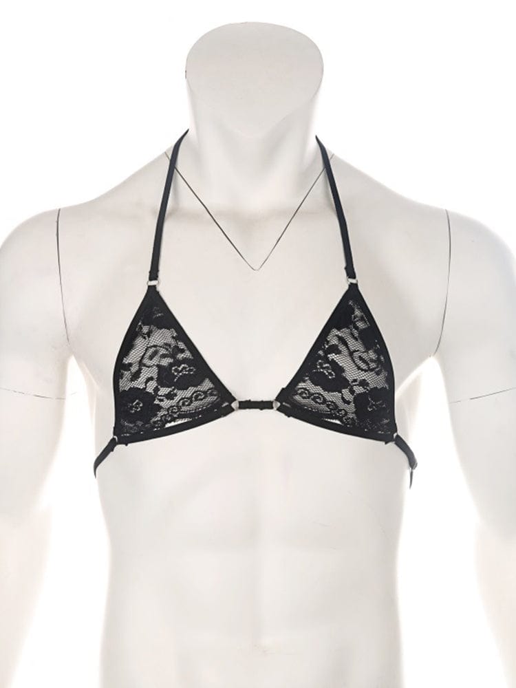 menaful Black-Style A / S Men's Adjustable Breastless Bra