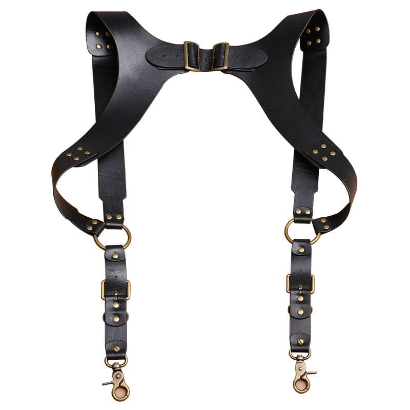 MENAFUL™ Black Vintage Top Layer Cowhide Hook Strap