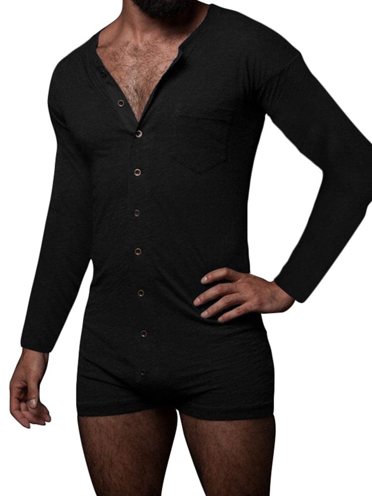 menaful Black / XS Men's One PieceTight Sexy Bodysuit Jumpsuit