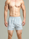 menaful Blue+Gray / M Multi-color Checkered Cotton Shorts