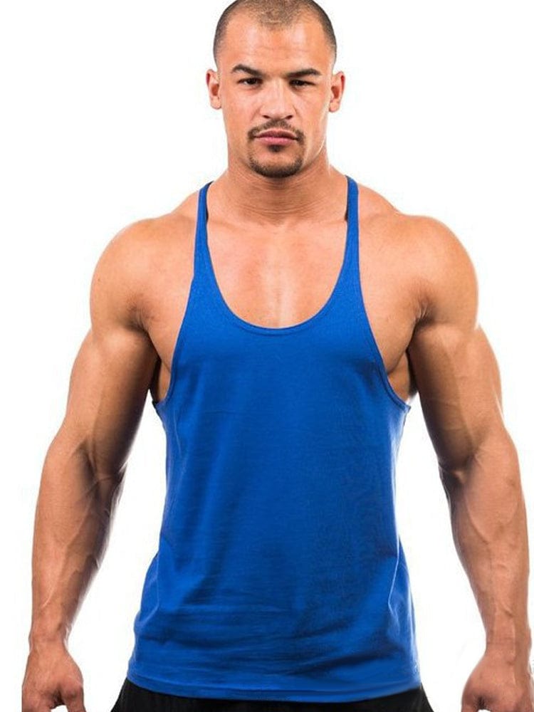 menaful Blue / M Bodybuilding Cotton Tank Top