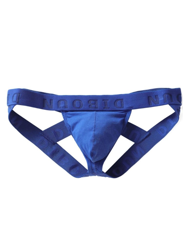 menaful Blue / M Cotton U Bulge Pouch Double Jockstrap