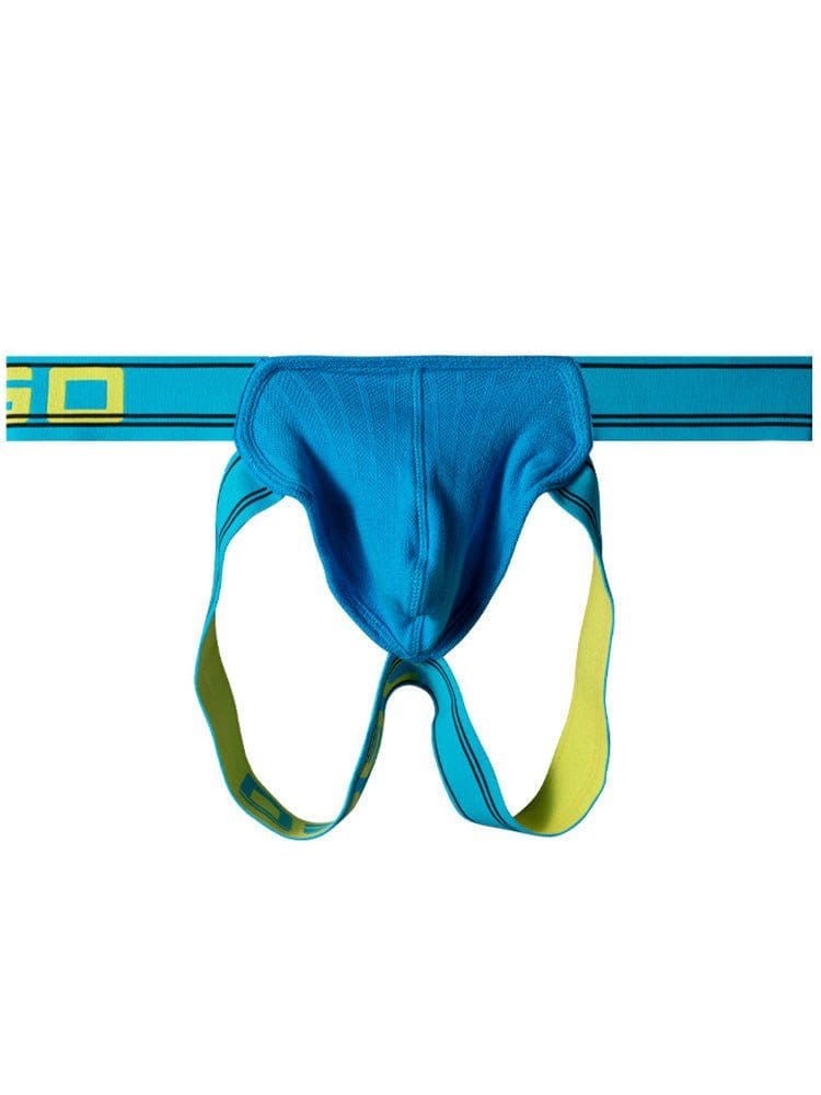 menaful Blue / M Double Waistband Erotic Temptation Jockstrap