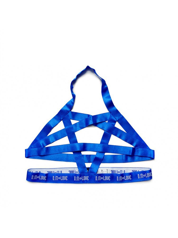 menaful Blue / M Men's Fashion Letters Hollow Harness