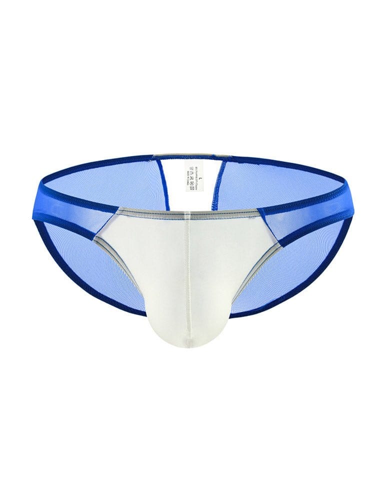 menaful Blue / M Men's Ice Silk Mesh Colorblock Briefs