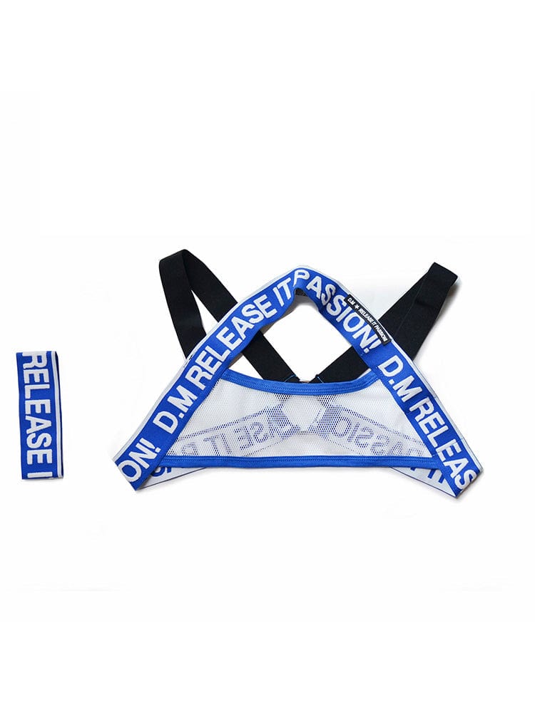 menaful Blue / M Men's Letter Sexy Elastic Shoulder Strap Harness