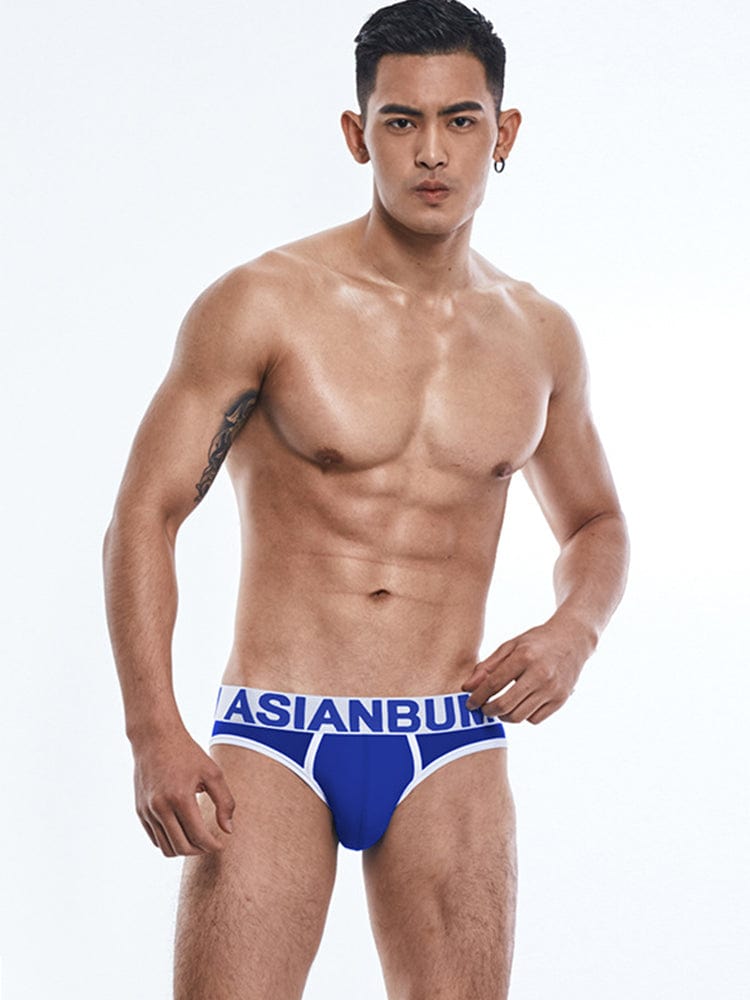 menaful Blue / M Men's Low Waist Nylon Ice Silk Briefs