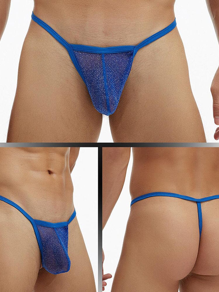 menaful Blue / M Men's Mesh Pouch Thong