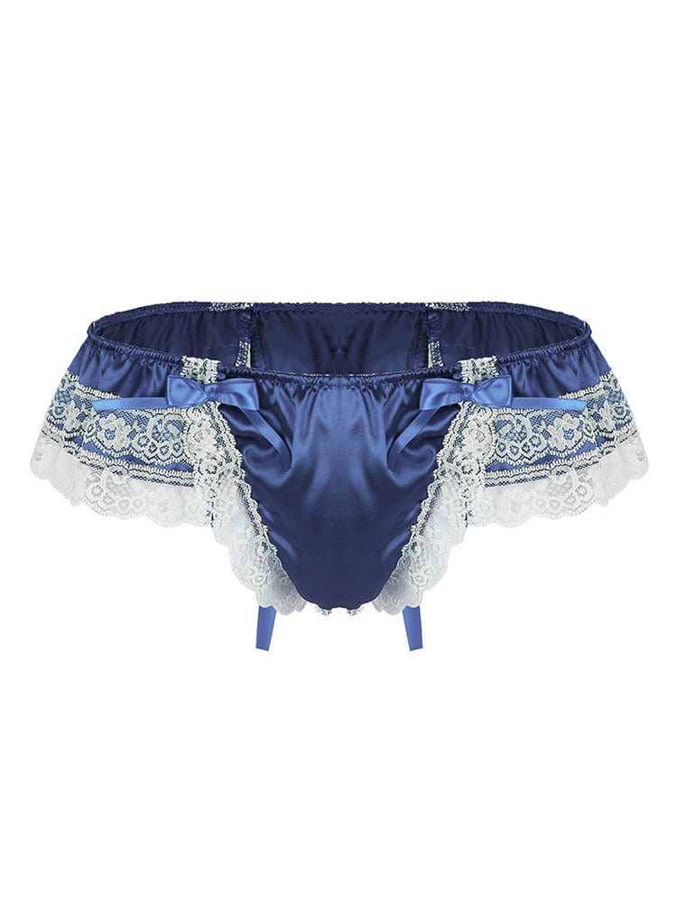 menaful Blue / M Men's Open Hip Lace Spandex Thong