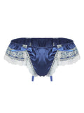 menaful Blue / M Men's Open Hip Lace Spandex Thong