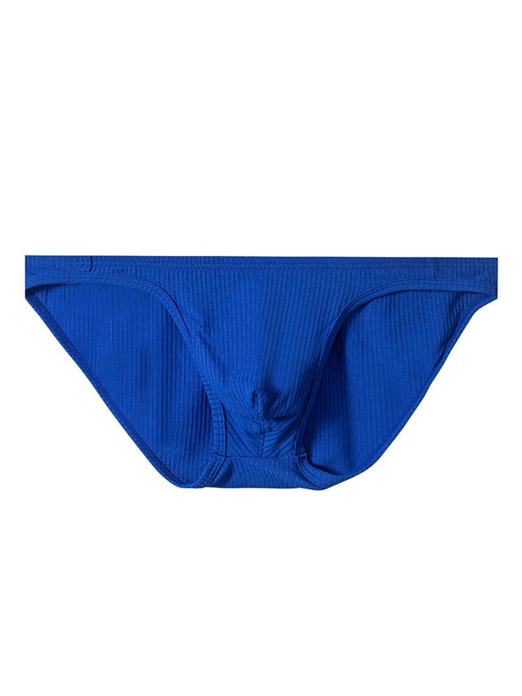 menaful Blue / M Men's Pit Cloth Solid Color Low Waist Briefs