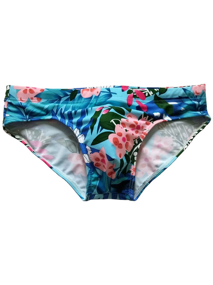 menaful Blue / M Men's Printed Sexy Cup Triangle Swim Briefs