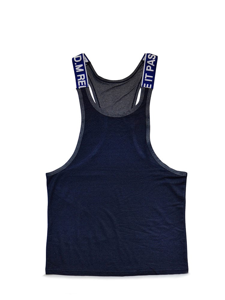 menaful Blue / M Men's Sexy Letters Solid Color Sports Tank