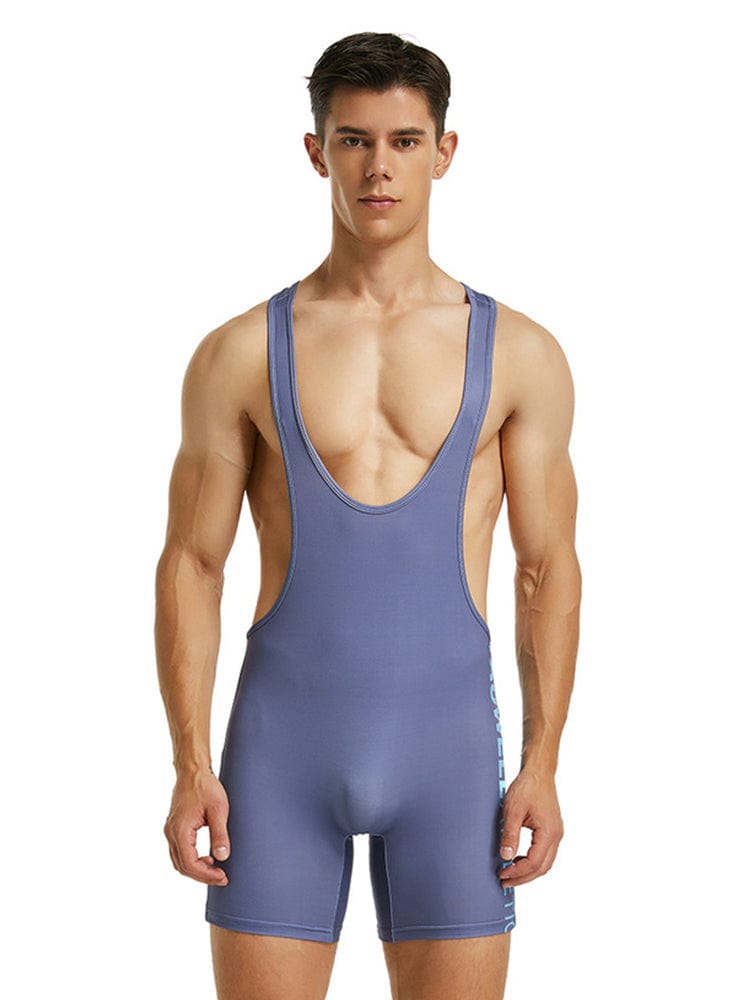 menaful Blue / M Men's Slim Fit Solid Colour Fitness Jumpsuit