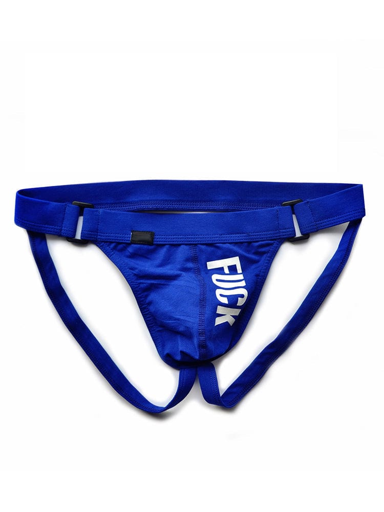 menaful Blue / M Men's Solid Color Letters Low Waist Sexy Thong