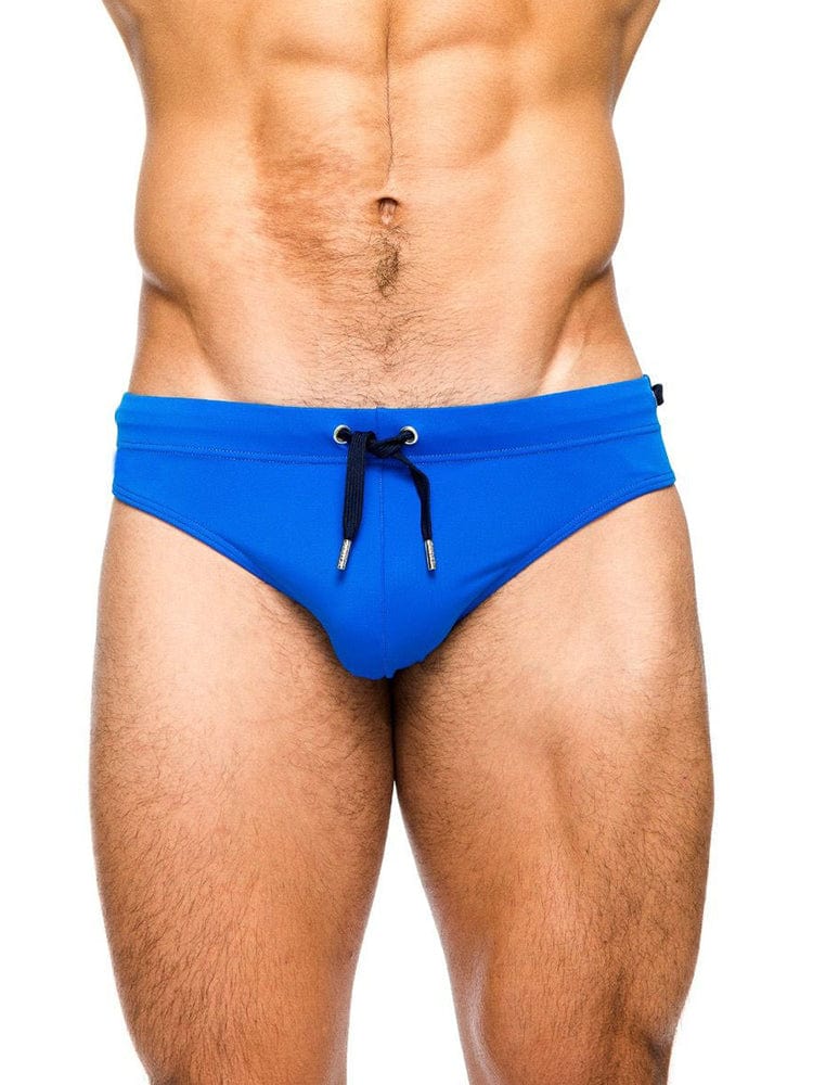 menaful Blue / M Men's Solid Color Sexy Triangle Swim Briefs