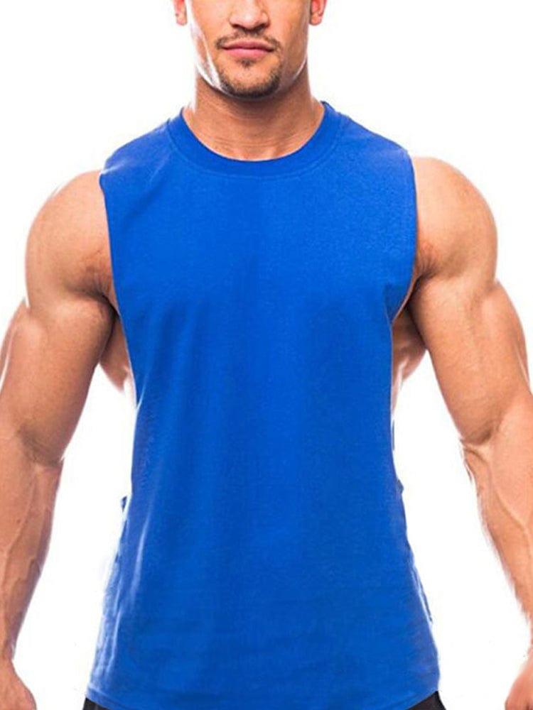 menaful Blue / M Men's Solid Color Sports Fitness Vest